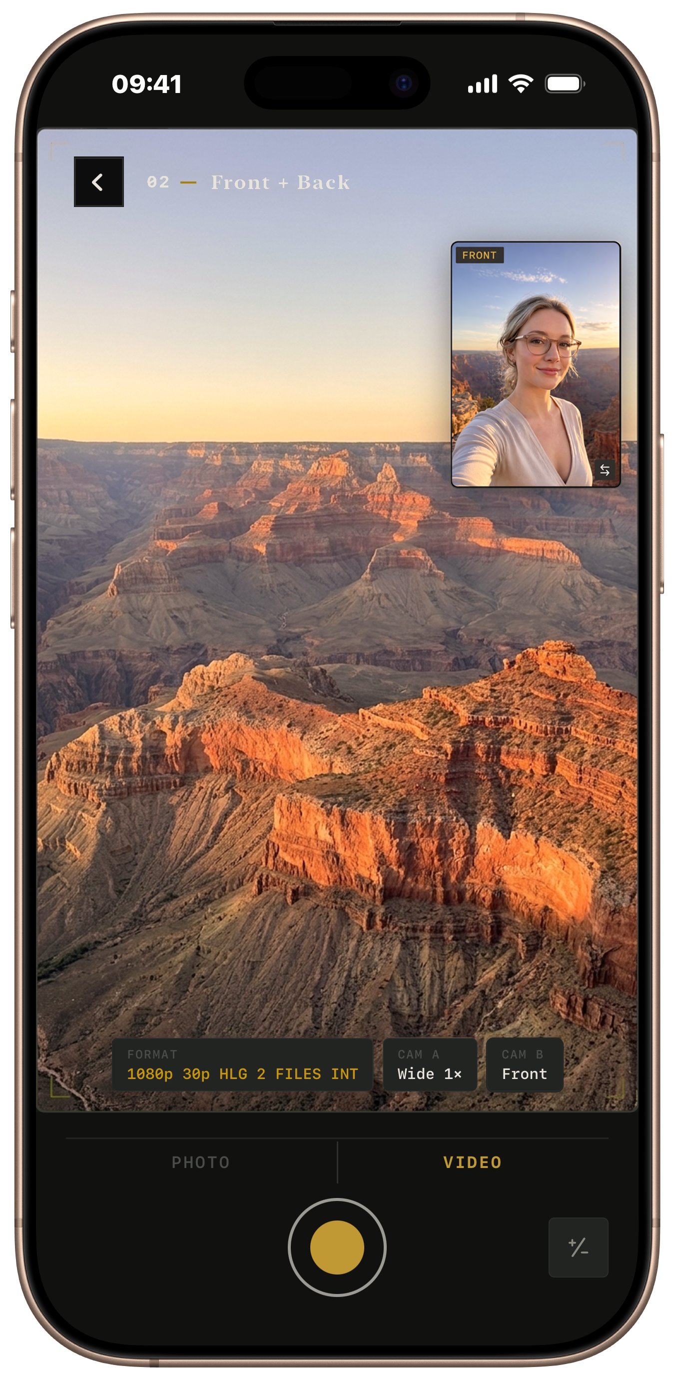 Front and back multi-camera interface